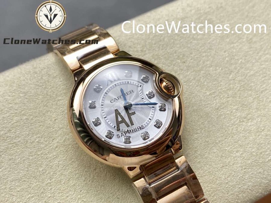 Cartier Super Clone Watches 1:1 Ballon Bleu de Rose Gold WJBB0016 Silver Dial 28mm - Image 7