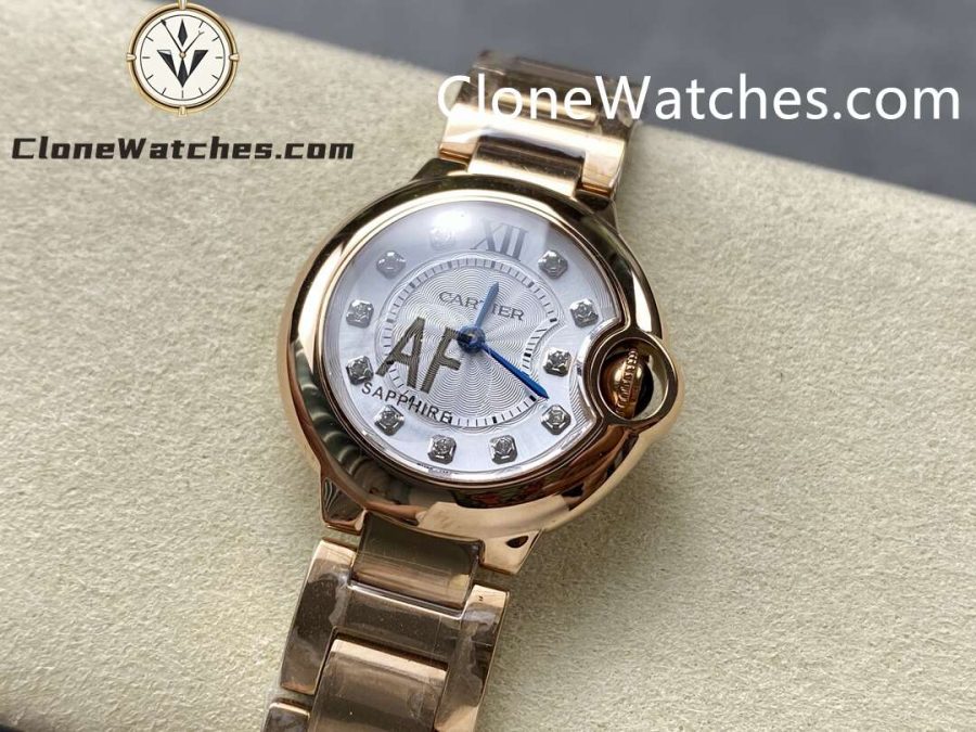 Cartier Super Clone Watches 1:1 Ballon Bleu de Rose Gold WJBB0016 Silver Dial 28mm - Image 8