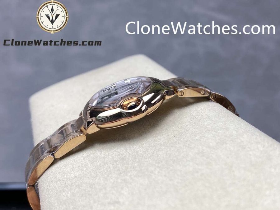 Cartier Super Clone Watches 1:1 Ballon Bleu de Rose Gold WJBB0016 Silver Dial 28mm - Image 4