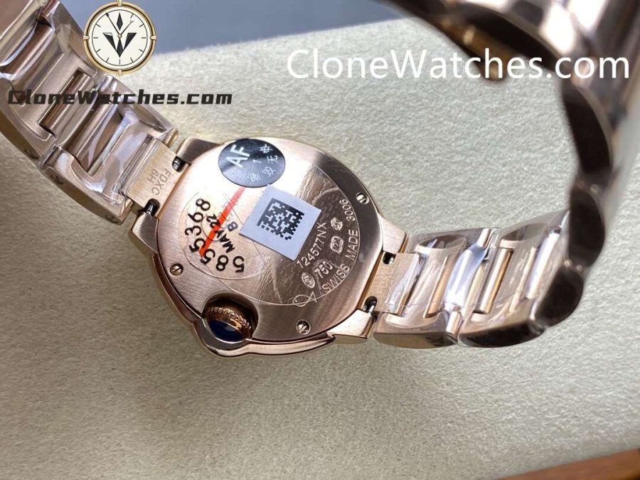 Cartier Super Clone Watches 1:1 Ballon Bleu de Rose Gold WJBB0016 Silver Dial 28mm - Image 5