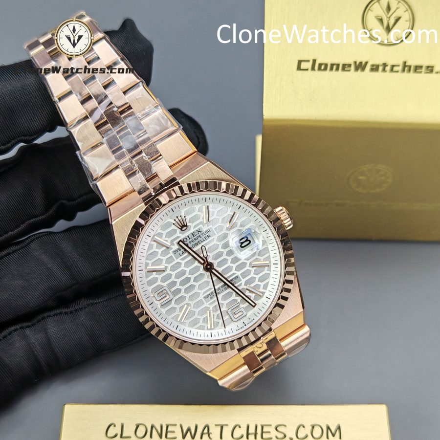 Rolex Super Clone Watches 1:1 Land-Dweller M127335-0001 White Dial Rose Gold 7135 Movement 40mm - Image 6