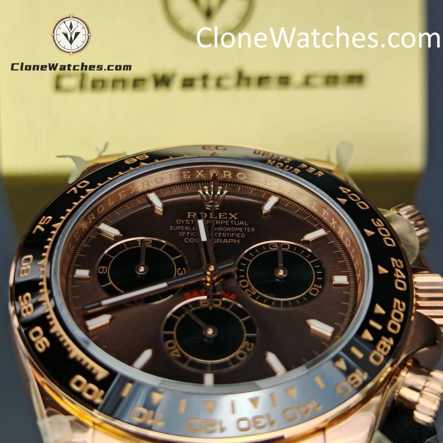 Rolex Super Clone Watches 1:1 Daytona Rose Gold Brown Dial M126515LN-0010 4131 Movement Rubber Strap - Image 15