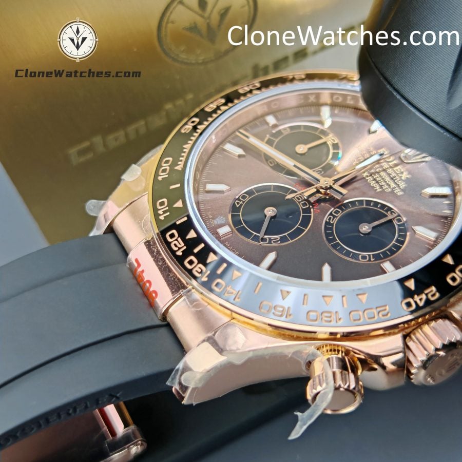 Rolex Super Clone Watches 1:1 Daytona Rose Gold Brown Dial M126515LN-0010 4131 Movement Rubber Strap - Image 16
