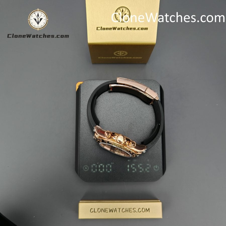 Rolex Super Clone Watches 1:1 Daytona Rose Gold Brown Dial M126515LN-0010 4131 Movement Rubber Strap - Image 18