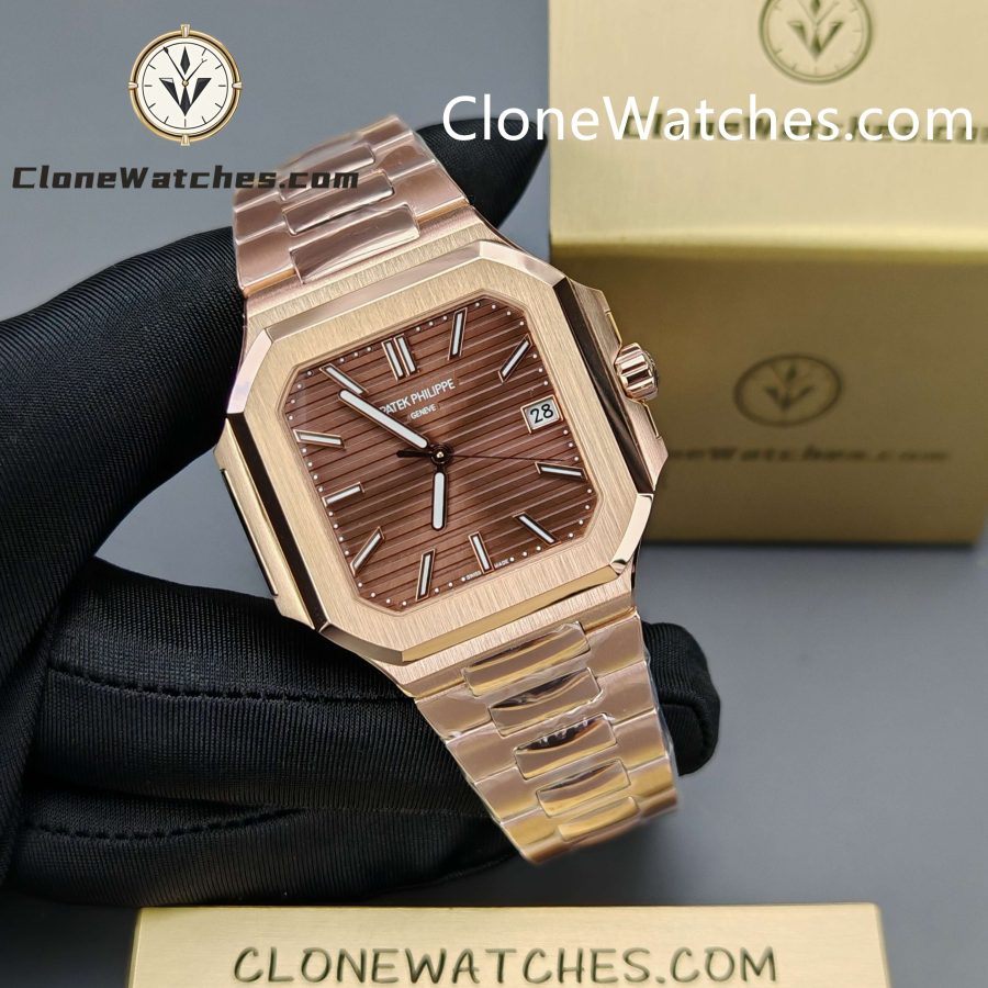 Patek Philippe Super Clone Watches 1:1 CUBITUS Rose Gold 7128/1R-001 Brown Dial - Image 5