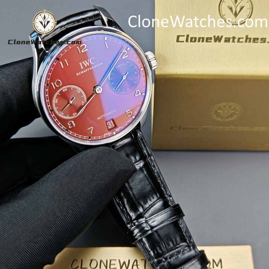 IWC Super Clone Watches 1:1 Portugieser Automatic 42MM Burgundy Dial IW500714 - Image 3