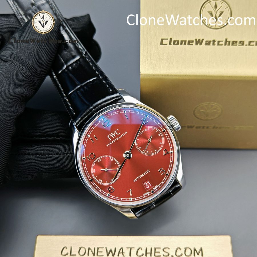 IWC Super Clone Watches 1:1 Portugieser Automatic 42MM Burgundy Dial IW500714 - Image 4