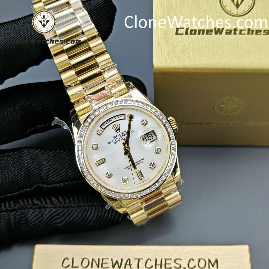 Rolex Super Clone Watches 1:1 Day Date Mother of Pearl Diamond Dial m128398tbr-0004 3255 Movement 36 mm - Image 5