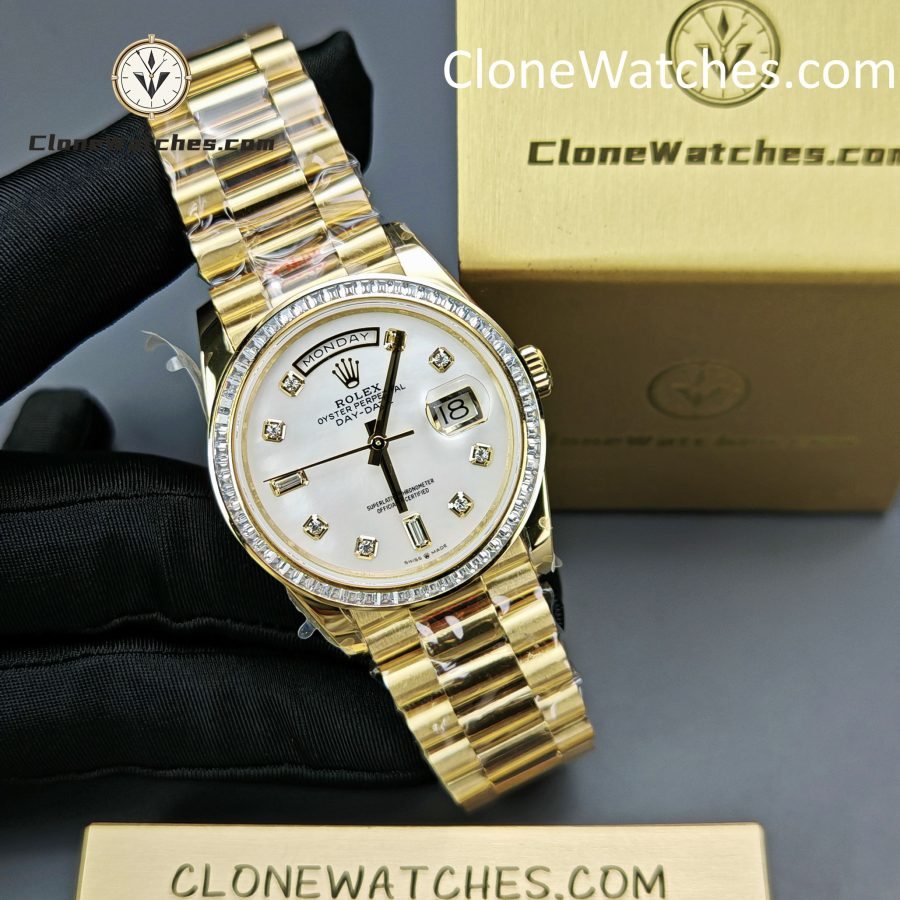 Rolex Super Clone Watches 1:1 Day Date Mother of Pearl Diamond Dial m128398tbr-0004 3255 Movement 36 mm - Image 4