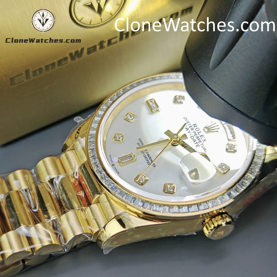 Rolex Super Clone Watches 1:1 Day Date Mother of Pearl Diamond Dial m128398tbr-0004 3255 Movement 36 mm - Image 7