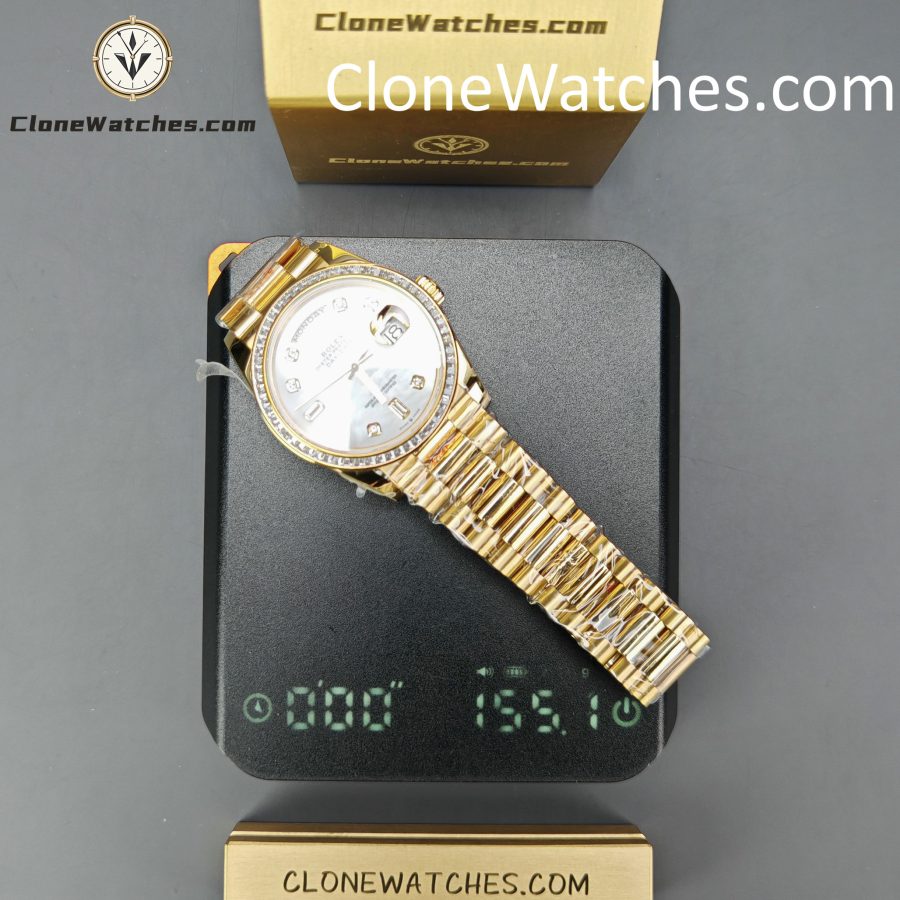 Rolex Super Clone Watches 1:1 Day Date Mother of Pearl Diamond Dial m128398tbr-0004 3255 Movement 36 mm - Image 15