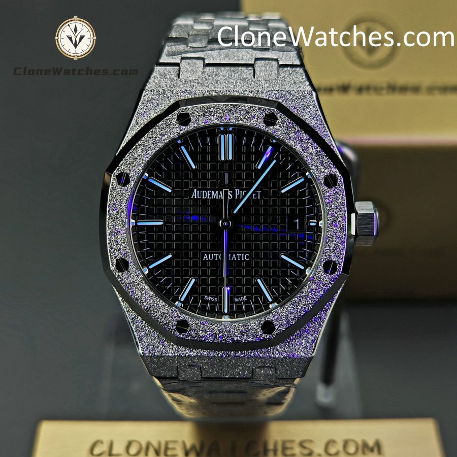 Audemars Piguet Super Clone Watches 1:1 Royal Oak Frost 15454BC Black Dial 37mm - Image 2