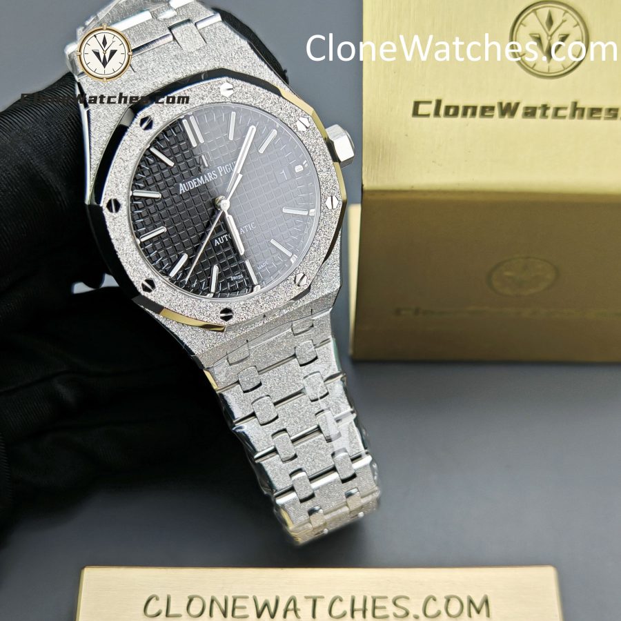 Audemars Piguet Super Clone Watches 1:1 Royal Oak Frost 15454BC Black Dial 37mm - Image 4