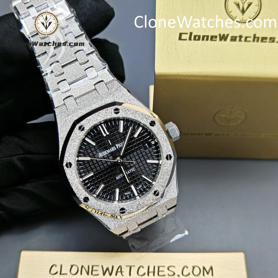 Audemars Piguet Super Clone Watches 1:1 Royal Oak Frost 15454BC Black Dial 37mm - Image 5