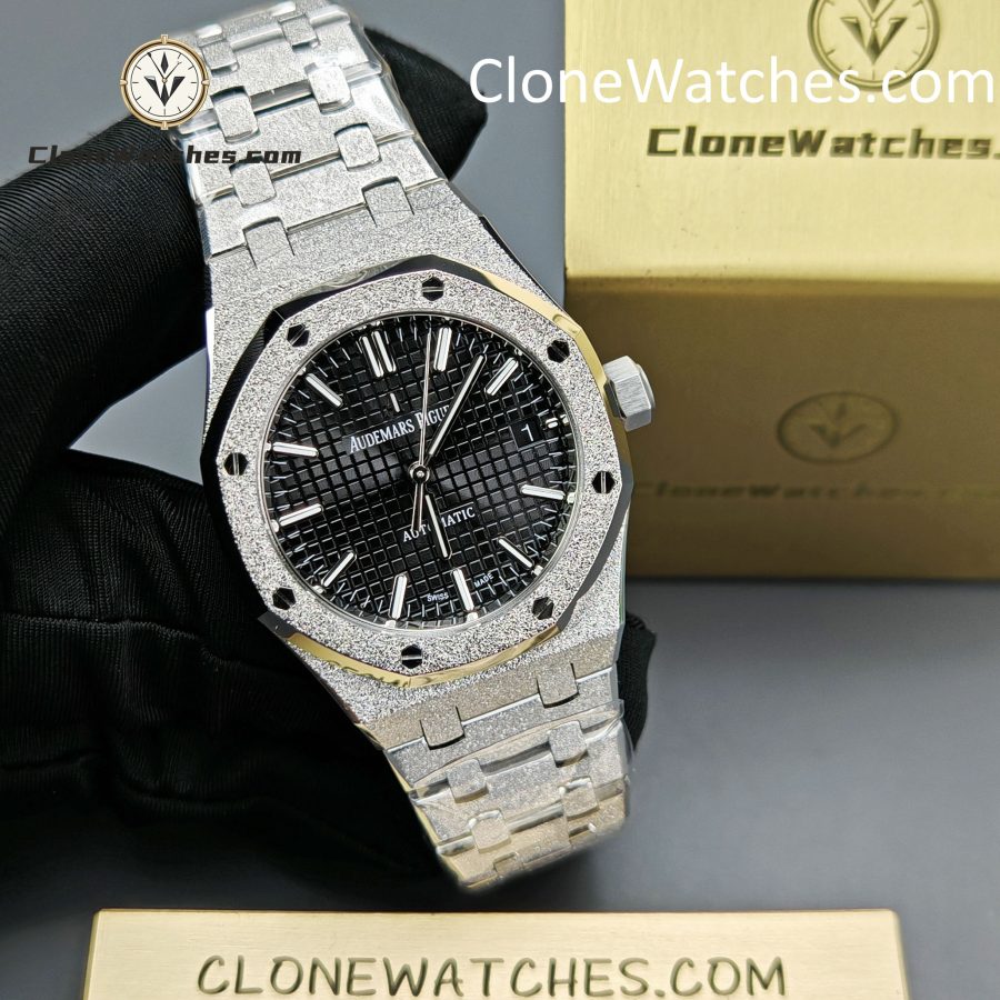 Audemars Piguet Super Clone Watches 1:1 Royal Oak Frost 15454BC Black Dial 37mm - Image 6
