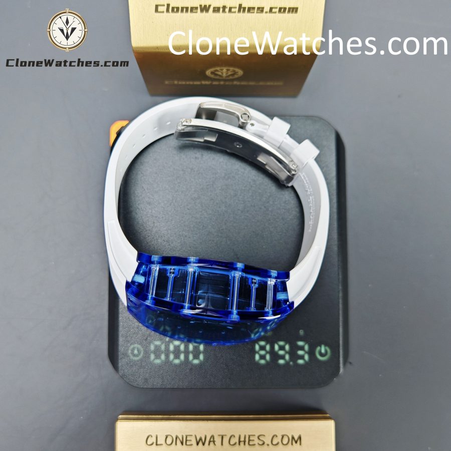 Richard Mille Super Clone Watches 1:1 RM 035 Blue Crystal Tourbillon Transparent Strap - Image 14