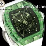 Richard Mille Super Clone Watches 1:1 RM 035 Green Crystal Tourbillon White Strap - Image 2