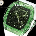 Richard Mille Super Clone Watches 1:1 RM 035 Green Crystal Tourbillon White Strap - Image 3