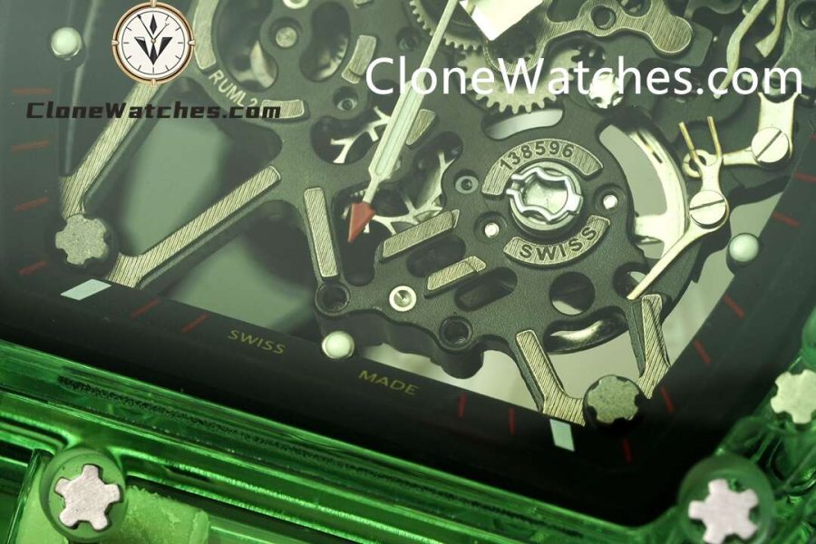 Richard Mille Super Clone Watches 1:1 RM 035 Green Crystal Tourbillon White Strap - Image 5