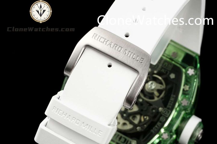 Richard Mille Super Clone Watches 1:1 RM 035 Green Crystal Tourbillon White Strap - Image 9