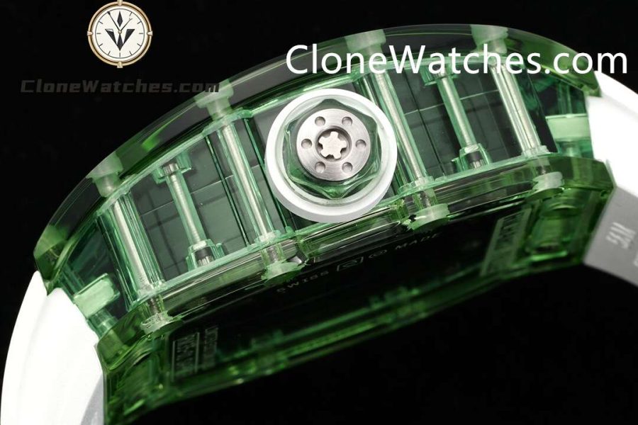 Richard Mille Super Clone Watches 1:1 RM 035 Green Crystal Tourbillon White Strap - Image 7