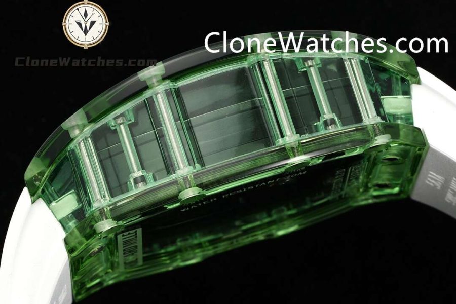 Richard Mille Super Clone Watches 1:1 RM 035 Green Crystal Tourbillon White Strap - Image 6