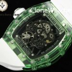 Richard Mille Super Clone Watches 1:1 RM 035 Green Crystal Tourbillon White Strap - Image 8
