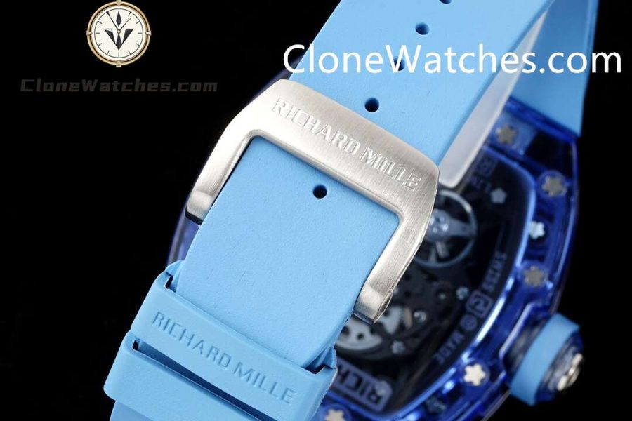 Richard Mille Super Clone Watches 1:1 RM 035 Blue Crystal Tourbillon Blue Strap - Image 9