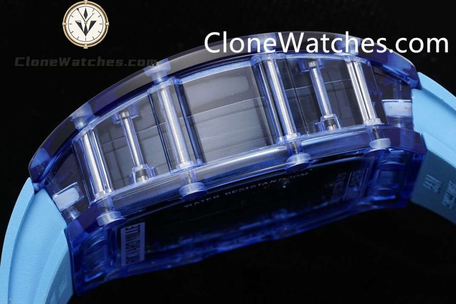 Richard Mille Super Clone Watches 1:1 RM 035 Blue Crystal Tourbillon Blue Strap - Image 7