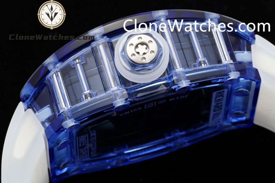 Richard Mille Super Clone Watches 1:1 RM 035 Blue Crystal Tourbillon Transparent Strap - Image 6