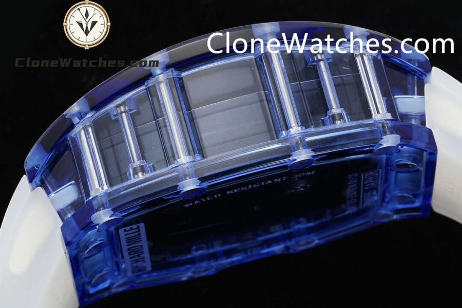 Richard Mille Super Clone Watches 1:1 RM 035 Blue Crystal Tourbillon Transparent Strap - Image 7
