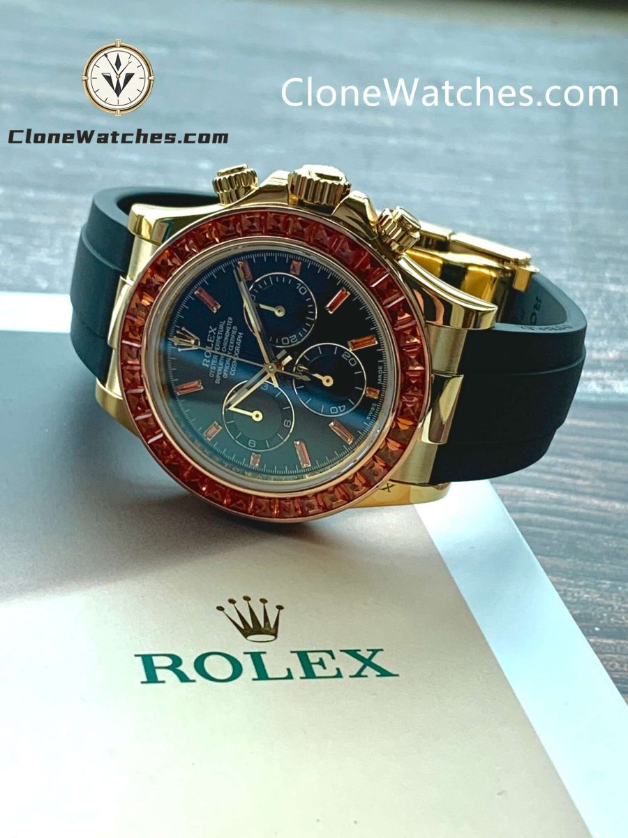 Modified Super Clone Watches 1:1 Rolex Daytona 18K Gold Diamond Bezel 4130 Movement - Image 5