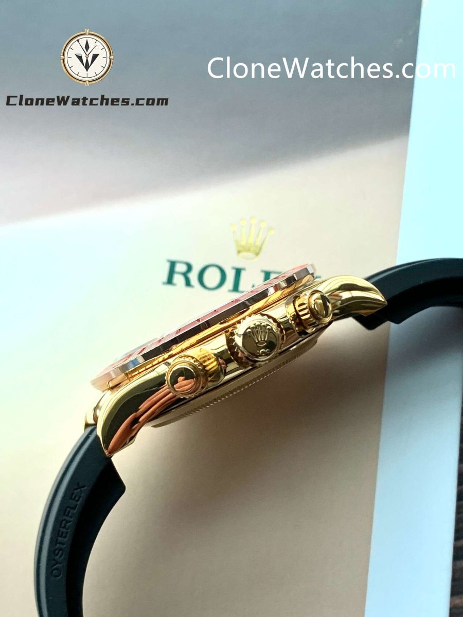 Modified Super Clone Watches 1:1 Rolex Daytona 18K Gold Diamond Bezel 4130 Movement - Image 6