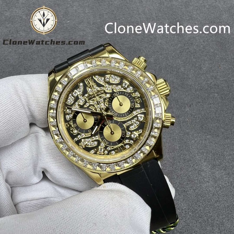 Rolex Super Clone Watches 1:1 Daytona 18K Gold 116588TBR Eye of the Tiger Diamonds Dial 4130 Movement - Image 2