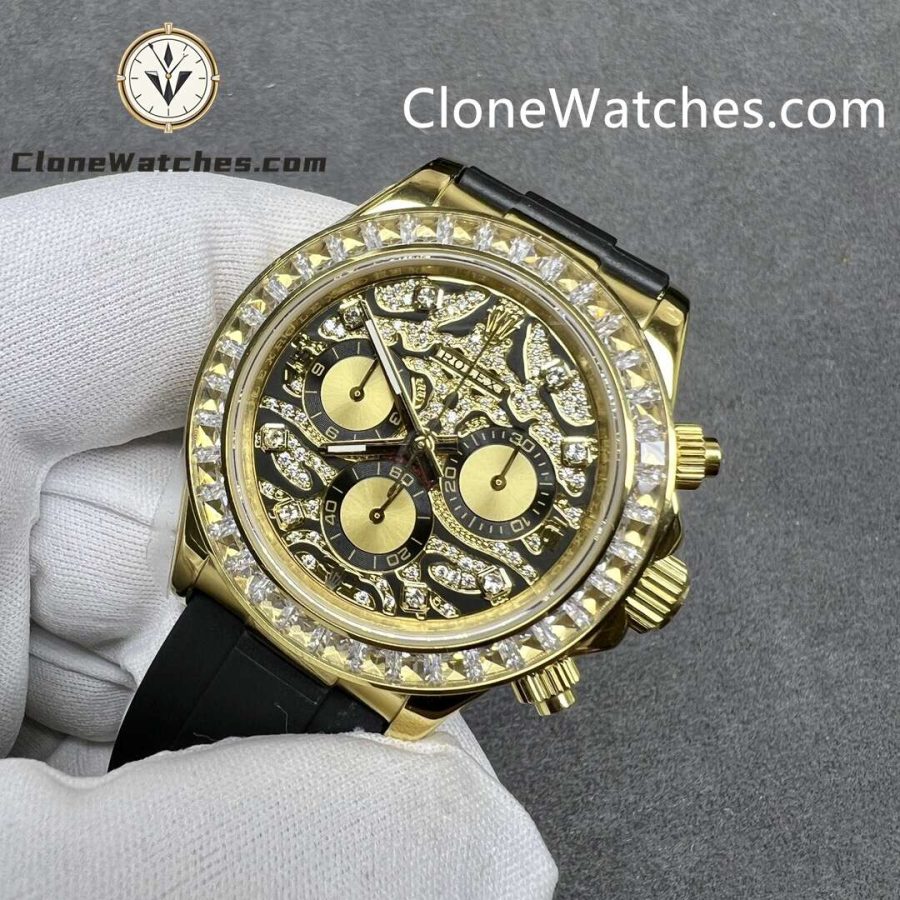 Rolex Super Clone Watches 1:1 Daytona 18K Gold 116588TBR Eye of the Tiger Diamonds Dial 4130 Movement - Image 3