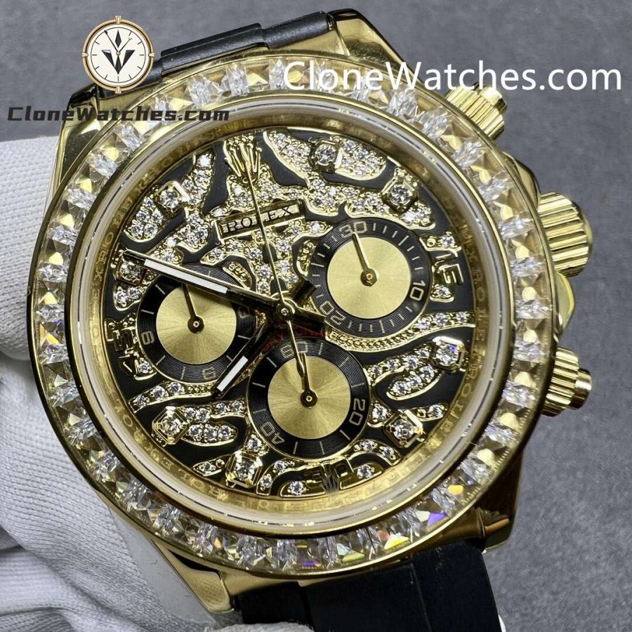 Rolex Super Clone Watches 1:1 Daytona 18K Gold 116588TBR Eye of the Tiger Diamonds Dial 4130 Movement - Image 4