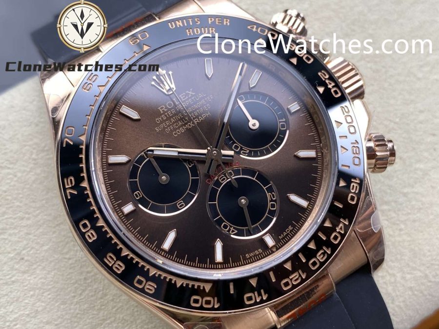 Rolex Super Clone Watches 1:1 Daytona Rose Gold Brown Dial M126515LN-0010 4131 Movement Rubber Strap - Image 2