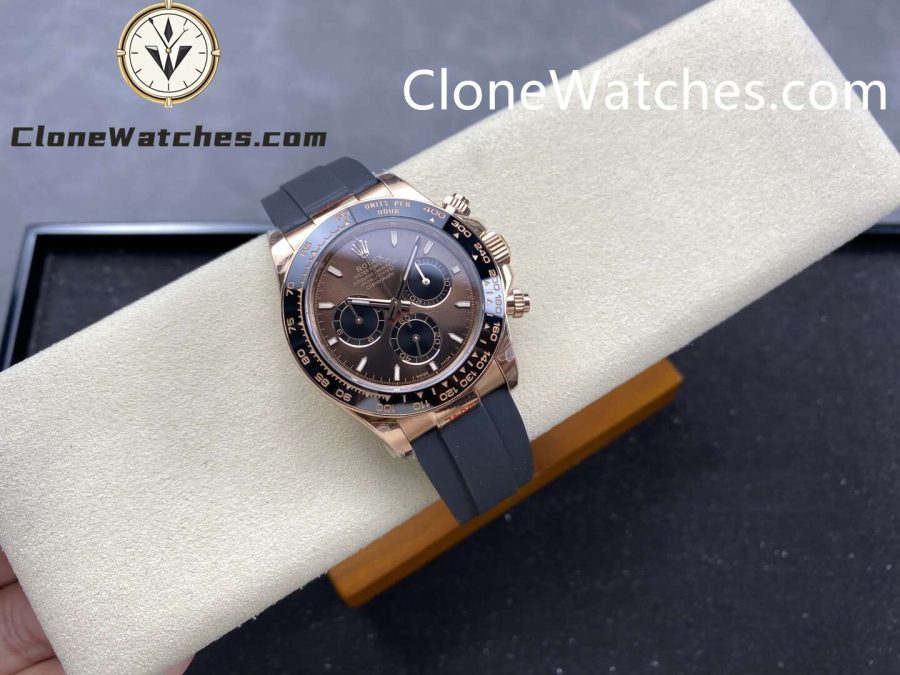 Rolex Super Clone Watches 1:1 Daytona Rose Gold Brown Dial M126515LN-0010 4131 Movement Rubber Strap - Image 4