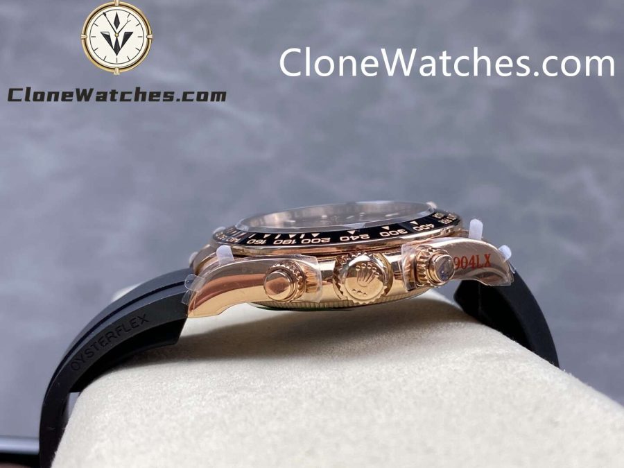 Rolex Super Clone Watches 1:1 Daytona Rose Gold Brown Dial M126515LN-0010 4131 Movement Rubber Strap - Image 6