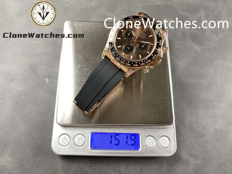 Rolex Super Clone Watches 1:1 Daytona Rose Gold Brown Dial M126515LN-0010 4131 Movement Rubber Strap - Image 9