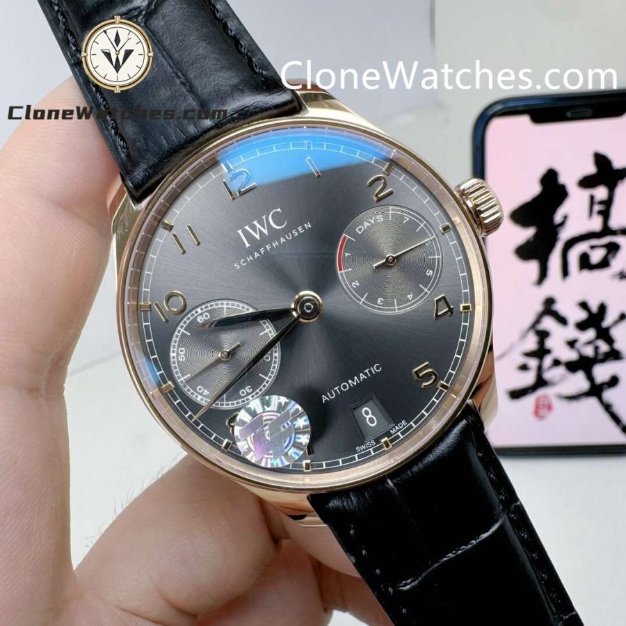 IWC Super Clone Watches 1:1 Portuguese Automatic Rose Gold Grey Dial 42.3MM IW500125 - Image 2