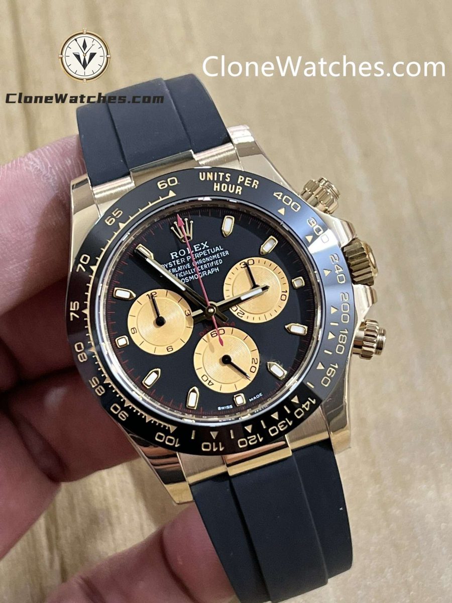 Rolex Super Clone Watches 1:1 Daytona Black Dial Rubber Strap m116518ln-0047 4130 Movement - Image 2