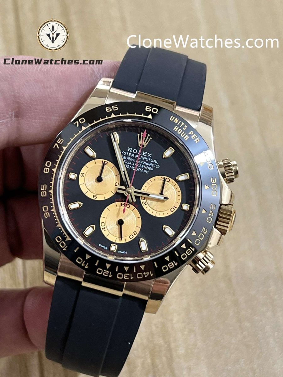 Rolex Super Clone Watches 1:1 Daytona Black Dial Rubber Strap m116518ln-0047 4130 Movement - Image 3