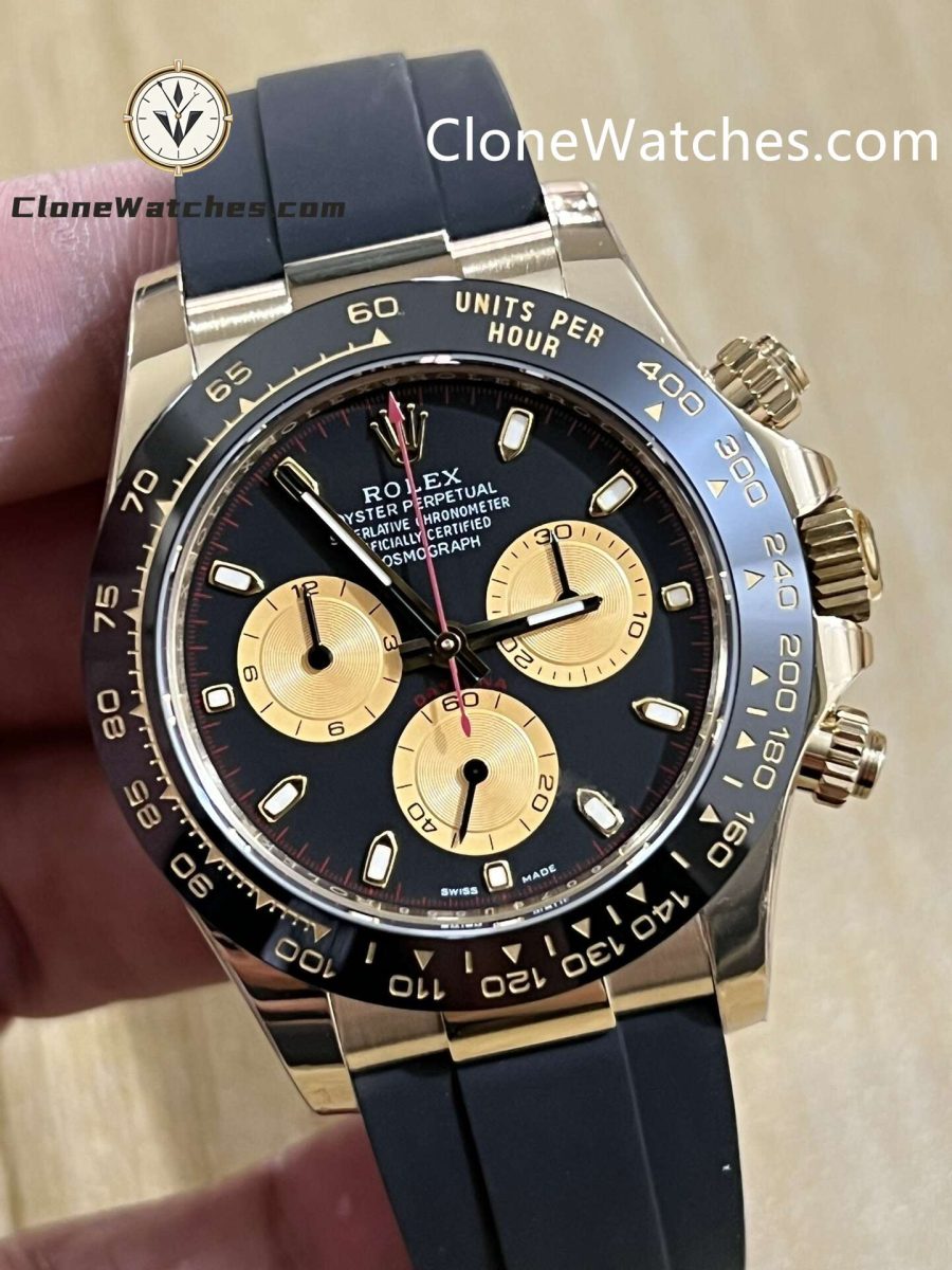 Rolex Super Clone Watches 1:1 Daytona Black Dial Rubber Strap m116518ln-0047 4130 Movement - Image 4