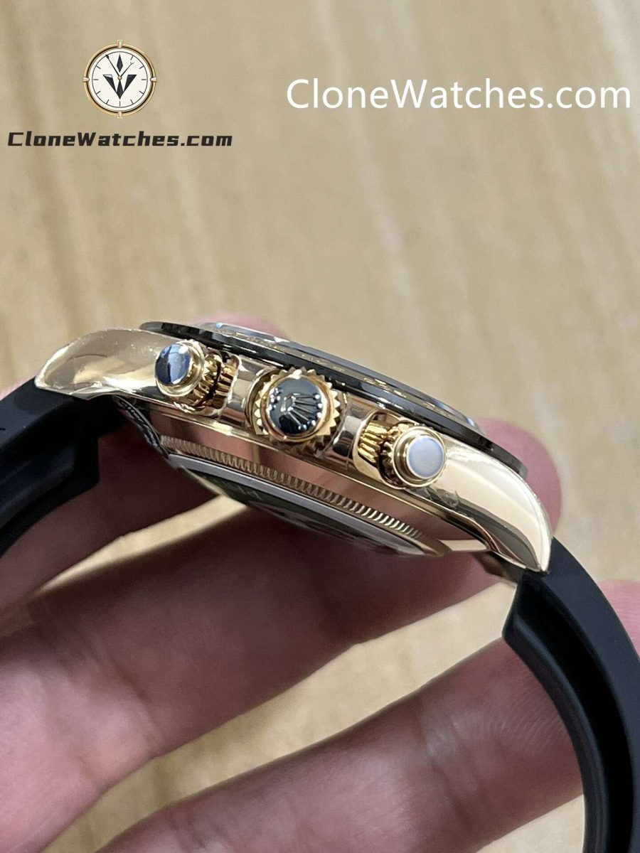 Rolex Super Clone Watches 1:1 Daytona Black Dial Rubber Strap m116518ln-0047 4130 Movement - Image 5