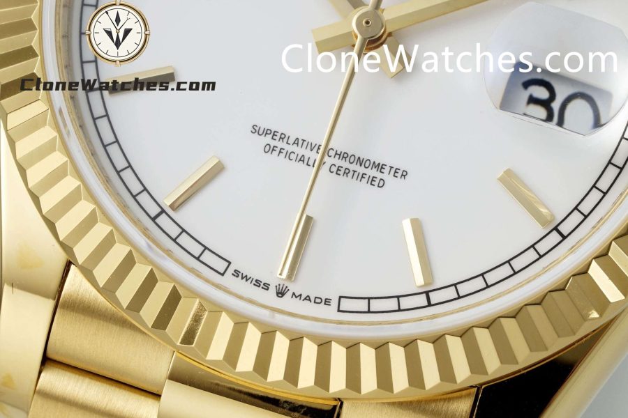 Rolex Super Clone Watches 1:1 Day Date 18K Gold White Dial 36mm m128238-0081 3255 Movement - Image 2