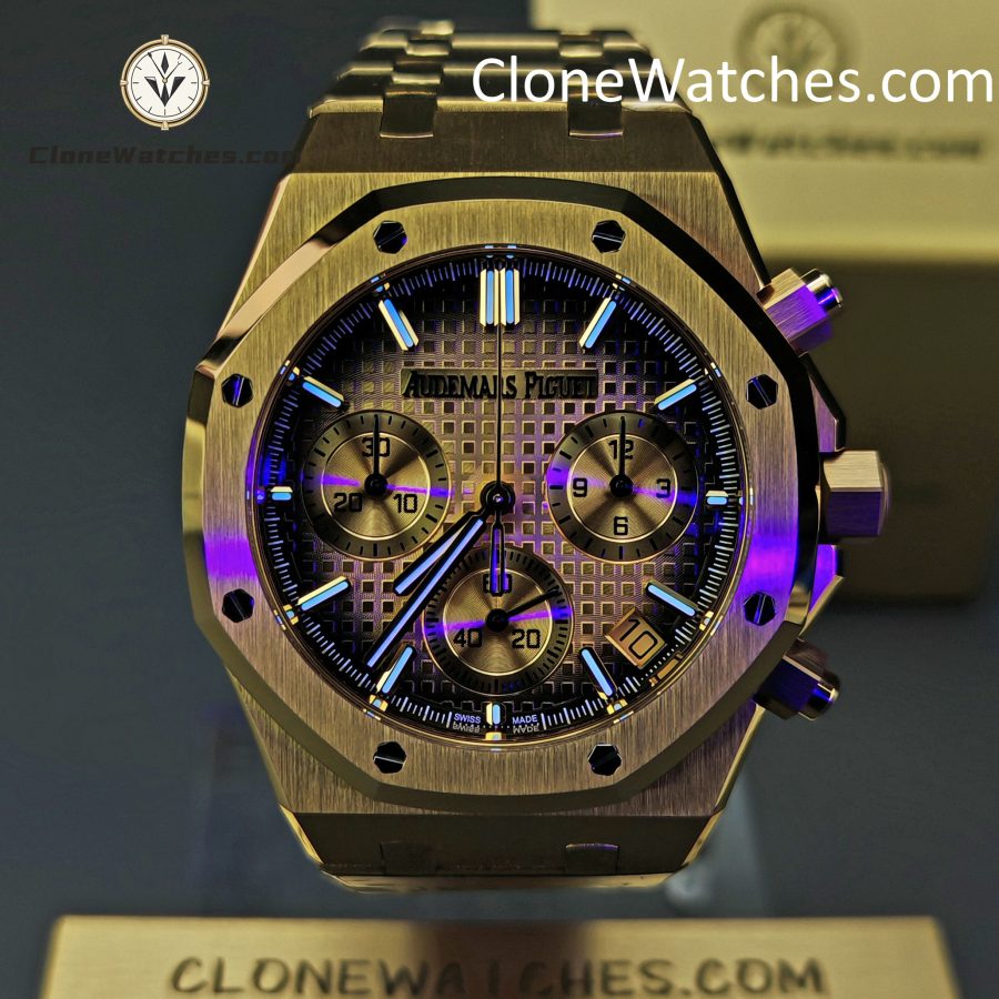 Audemars Piguet Super Clone Watches 1:1 Royal Oak Smoked Gold Dial 26240BA Selfwinding Chronograph - Image 2