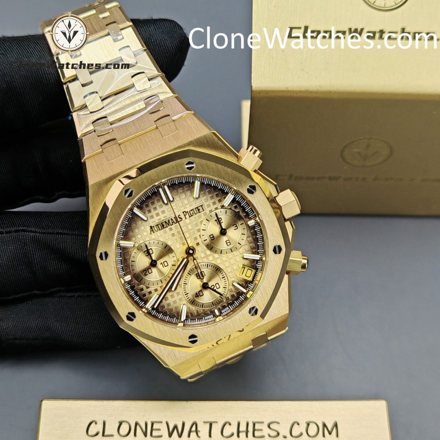 Audemars Piguet Super Clone Watches 1:1 Royal Oak Smoked Gold Dial 26240BA Selfwinding Chronograph - Image 5