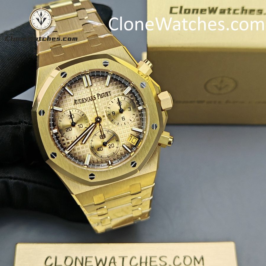 Audemars Piguet Super Clone Watches 1:1 Royal Oak Smoked Gold Dial 26240BA Selfwinding Chronograph - Image 6