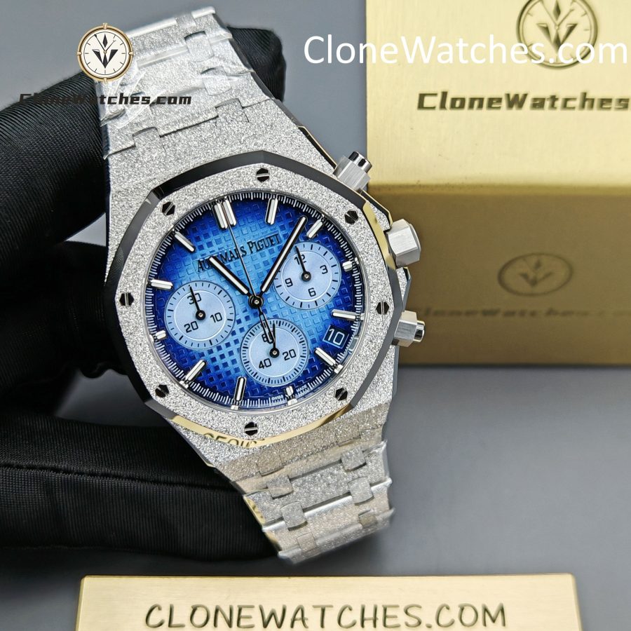 Audemars Piguet Super Clone Watches 1:1 Royal Oak Smoky Blue Dial 26240BA Selfwinding Chronograph - Image 6